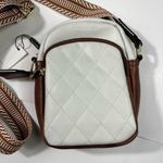 Bostanten Vegan Leather Brown Woven Pattern Wide Strap Crossbody Bag NWT Travel White Photo 1