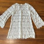 Wave Zone White Lace Bell Sleeve Swim Cover Up, Large Photo 6