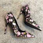 Schutz  40 floral pointy toe gold chain trim heels stilettos 2278 Photo 10