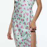 ZARA Mint and Pink Floral Ruffled Midi Dress Size Med Coquette Dollette/Shoujo: Photo 0