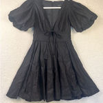 Revolve X House of Harlow 1960 Black Puff Sleeve Peasant Dress Fit Flare US 0 Black Photo 0