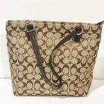 Coach  Signature Jacquard Shoulder Handbag Logo Brown Bag Charm Classic Tote Photo 5