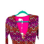 Trina Turk  Echo Long‎ Sleeve One-Piece Swimsuit Pink Purple Size Small Photo 4