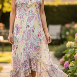 VISION APARREL Women’s Vintage Fairycore Elegant Sequin Floral Dress Pink Photo 0