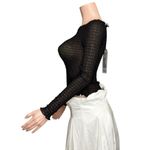 Realisation Par RÉALISATION Chloé Long Sleeve Shirred Silk Top, Black, XS Photo 2