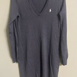 Ralph Lauren  Sport Size Medium Gray Merino Wool V-Neck Long Sleeve Sweater Dress Photo 0
