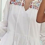 J. Crew Cotton poplin tunic dress with farmer's market embroidery Medium NWT White Photo 0