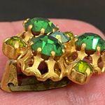 Vintage Peridot & Emerald Austrian Crystal Ornate Gold Photo 11
