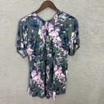 Jessica Simpson Maternity Top Womens Small Green Floral V-Neck Babydoll Tassel Photo 6