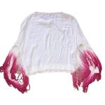Maje Lila Fringe Long Sleeve Top Hot Pink Ombre Dip Dye White Magenta Bohemian S Photo 4