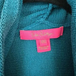 Lilly Pulitzer Tatum cardigan teal green blue knit crochet fringe boho tassels Photo 1