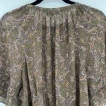Wishlist  Apparel Boho Peasant Womens Top Sz M Olive Indie Paisley Sheer Ruffle Photo 7