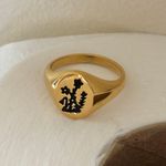 Signet Ring, Gold Stacking Ring, Oval Signet Ring Photo 0