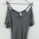 We The Free Free People  Black And White Stripe Off The Shoulder Shirt SZ XS Photo 4