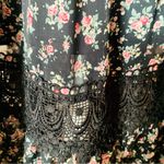 Arula Black & Red Green Dainty Floral Lace Trim Short Puff Sleeve Dress. Size XL Photo 3