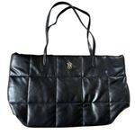 Victoria's Secret Puffer Duffle Tote Faux Leather Black Weekender Bag‎ Quilted Photo 0