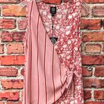 Bobeau Coral and White  Striped with Floral Print Wrap Sleeveless Blouse Photo 0