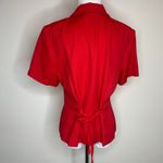 Sag Harbor Red Vintage Tie Back Short Sleeve Button Up Blouse Sz Medium Photo 1