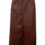 Anthropologie NWT Anthropology Burgundy Madi Front Slit Coated Denim Skirt Size 14 Photo 4