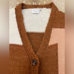 Lush Clothing Lush cream red camel Colorblock v-neck sweater women’s size large Photo 4