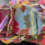 Vintage 90s 1991 Colorful Boho Hippie Floral Flower Front Tie Crop Top Blouse S Photo 6