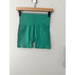 Set Active  High Waisted Seamless Ribbed Biker Shorts Emerald Green Photo 3