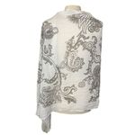 WHITE & GREY‎ Paisley Print Pashmina Photo 2