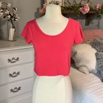 Cherish  Coral Pink Cotton Crop Top Womens Large Photo 3