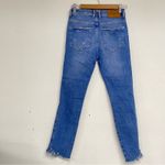 ZARA  Blue Distressed Raw Hem High Rise Skinny Jeans Womens 00 Zip Fly Classic Photo 10