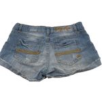 Indigo Rein `SIZE 7 Distressed Jean Shorts Frayed Hem Embroidered Pocket Details Photo 6