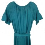 MICHAEL Michael Kors Key Hole Tie Waist Peasant Ruffle Dress Teal Size Small Green Photo 7