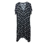 Torrid  Black‎ White Plaid Challis Short Sleeve Midi Shirt Dress Size 1X Pockets Photo 5