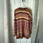 Lucky Brand  Jacquard Boyfriend boho cotton Cardigan Oversized Sweater size M Photo 9