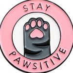 NWT Stay Pawsitive Kitty Cat Paw πΎ Pink & Gray Enamel Lapel Pin Brooch NWT πββ¬ Photo 0