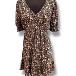 Luxology  ~ Women's S Dress ~ Short Sleeves/V Neck/Pull Over/Pink & Cream Flower Photo 2