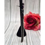 DKNY Gun Metal Crystal Chain Tassel Dangle Earrings Purple Iridescent 3.5" Prom Photo 3