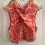 ZARA NWT Floral Jaquard Pink Orange Wrap Crop Top Small Photo 8