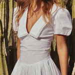 ZARA NWT white gaberdine cotton bubble hem drop waist short sleeve mini dress Photo 0