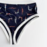 Aerie [] Blue Swimmers Diver Print High Waisted Cheeky Bikini Bottoms Sz Large L Photo 6