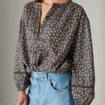 Lucky Brand  Gray Floral Relaxed Button Through Blouse Size XS Photo 0