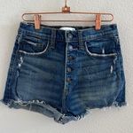Abercrombie & Fitch High Rise Mom Short Exposed Button Fly Distressed Hem 26 | 2 Photo 0