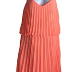 Jackie Jon‎ Women Mini Shift Dress 6 Bright Orange Pleated Cruisewear Resort Photo 0