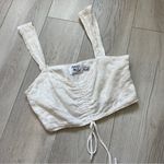 Princess Polly Eyelet Scrunch Crop Tank Top White (Size 2) Photo 0