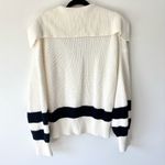 Ralph Lauren Polo  O Lace Striped Sweater Nautical White Navy Blue Chunky Knit Photo 6