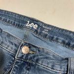 Lee  Women's Capri Jeans Mid Rise Zip Blue Denim Five-Pocket Leather Patch​​ Photo 3