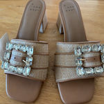 A New Day  Beige Mules with Crystal Buckle rattan size 10 Photo 0