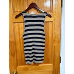 Theory Women’s Classic Stripe Ribbed Knit Tank Top Beige Navy Wool Blend Size M Photo 4