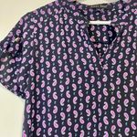 Sweet Rain Women’s Short Sleeve Roll Tab Top Purple Paisley Size Small EUC Photo 1