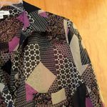 Pleione Women's Patchwork Art Print Tunic Blouse Top Button Down Shirt Small Photo 10