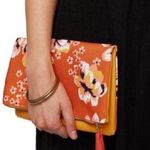 Rachel Pally  Orange & Yellow Floral Clutch Handbag Boho Purse Fold Over Photo 0